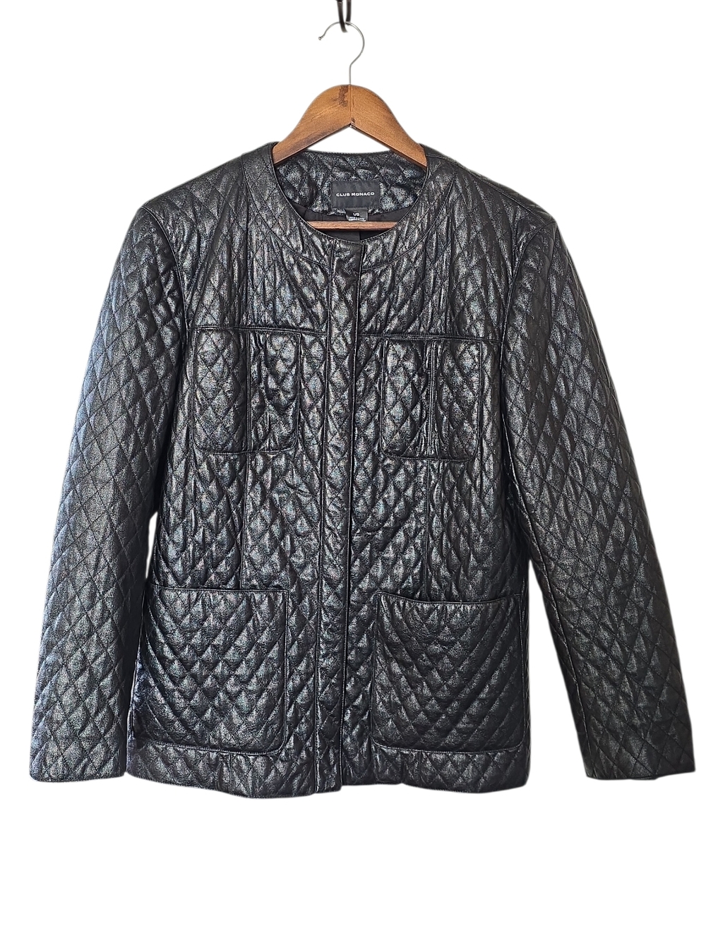 CLUB MONACO Black Quilted Jacket Large EUC